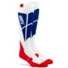 100% Hi Side Performance Moto White Blue Socks