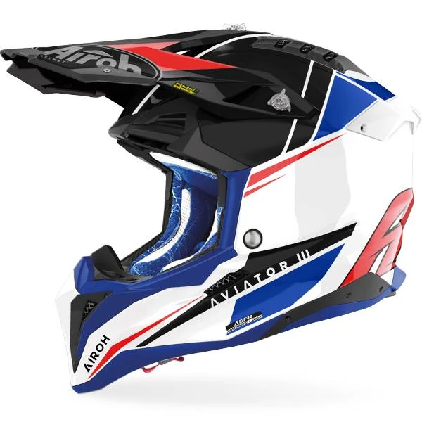 Airoh Aviator 3 Push Blue Red Gloss Helmet