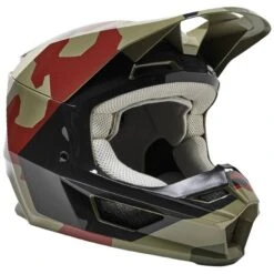 Fox Racing V1 BNKR Camo Green MIPS Motocross Helmet