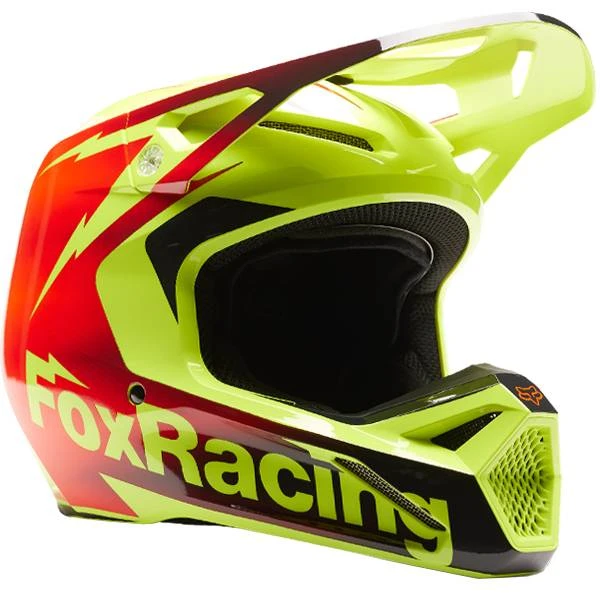 Fox Racing V1 Statk Red Yellow MIPS Motocross Helmet