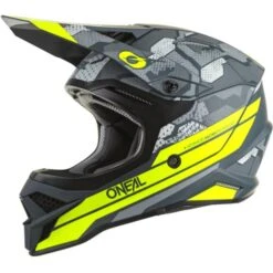 ONeal 3 Series Camo Grey Neon Yellow Motocross Helmet