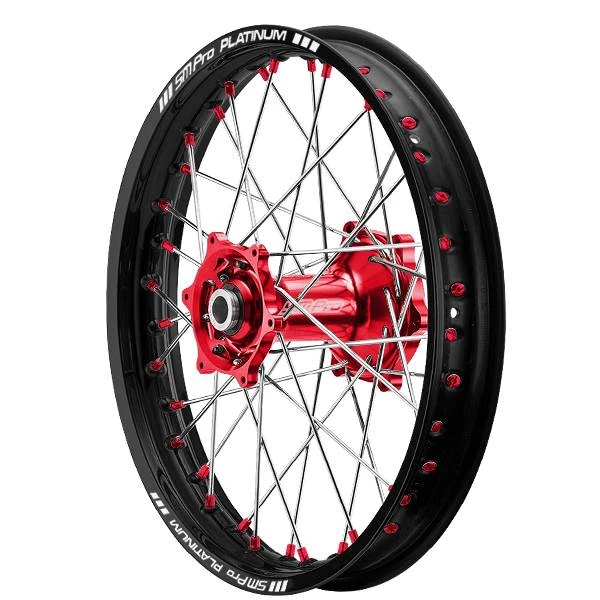 SM Pro Platinum Motocross Rear Wheel - Suzuki Red Black Red