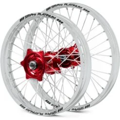 SM Pro Platinum Motocross Wheel Set - Gas Gas Red Silver Silver