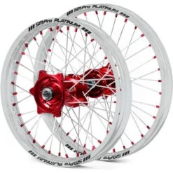 SM Pro Platinum Motocross Wheel Set - Honda Red Silver Red
