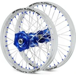 SM Pro Platinum Motocross Wheel Set - Husqvarna Blue Silver Blue