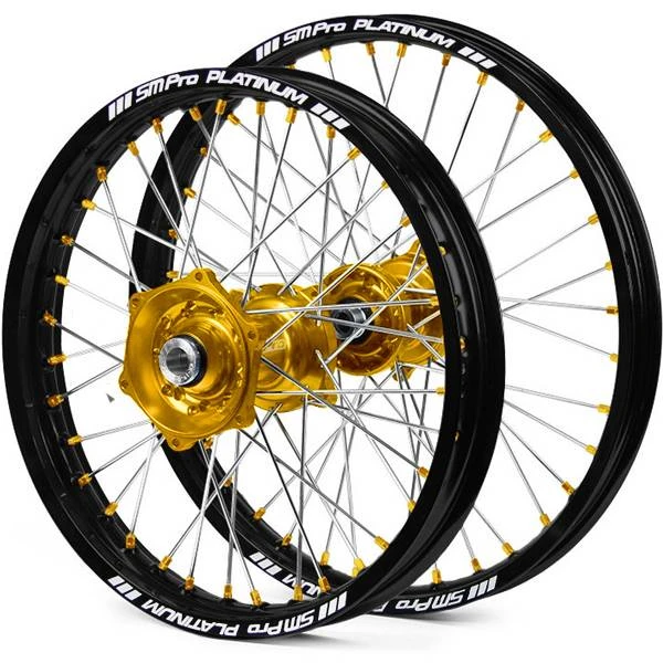 SM Pro Platinum Motocross Wheel Set - Kawasaki Gold Black Gold