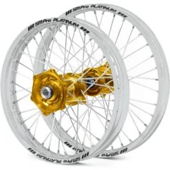 SM Pro Platinum Motocross Wheel Set - Kawasaki Gold Silver Silver