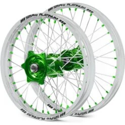 SM Pro Platinum Motocross Wheel Set - Kawasaki Green Silver Green