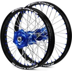 SM Pro Platinum Motocross Wheel Set - Yamaha Blue Black Blue