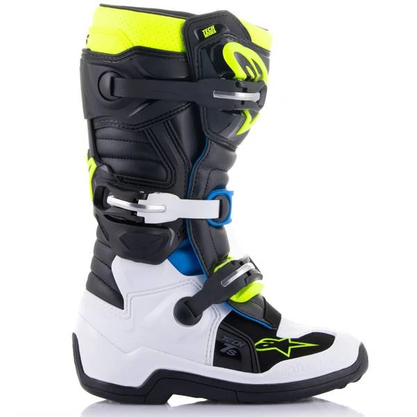 Alpinestars Kids Boots Tech 7S Black Enamel Blue Yellow Fluo - Image 2