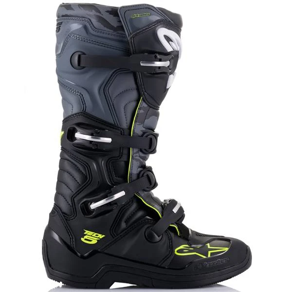 Alpinestars Tech 5 Black Cool Grey Yellow Boots - Image 2