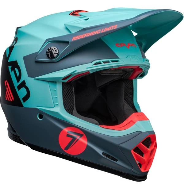 Bell Moto 9S Flex Seven Vanguard Matte Aqua Black Helmet - Image 2