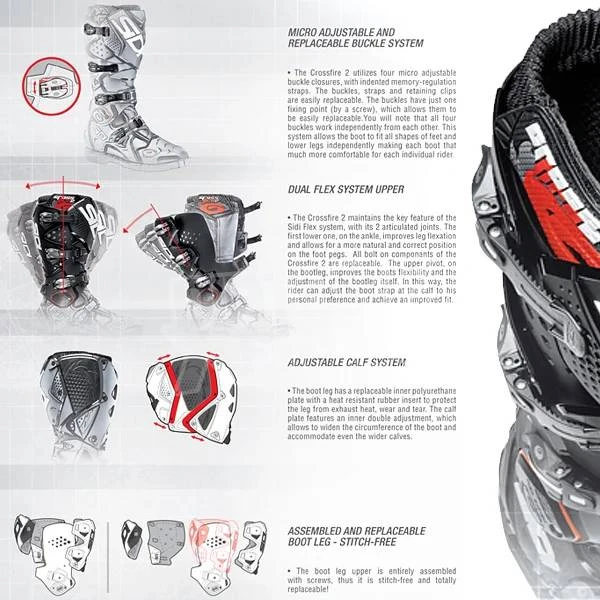 Sidi Crossfire 3 SRS Grey Red Black Motocross Boots - Image 2