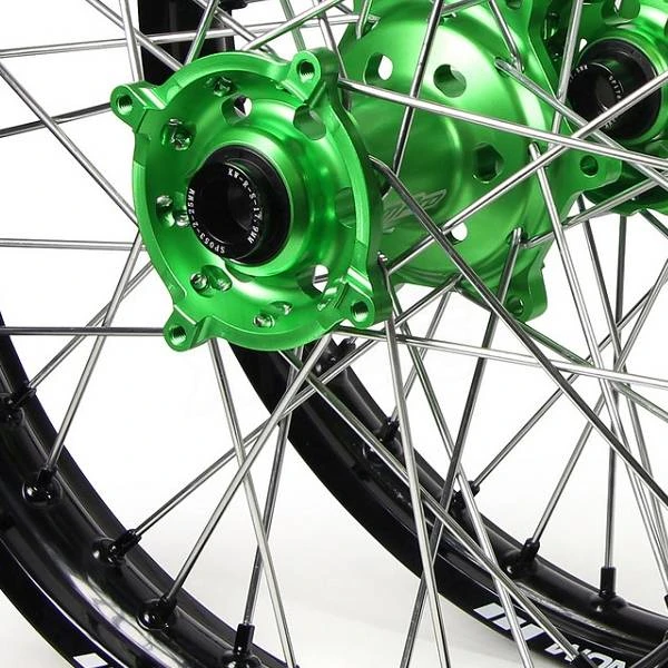 SM Pro Platinum Motocross Wheel Set - Kawasaki Green Silver Green - Image 2