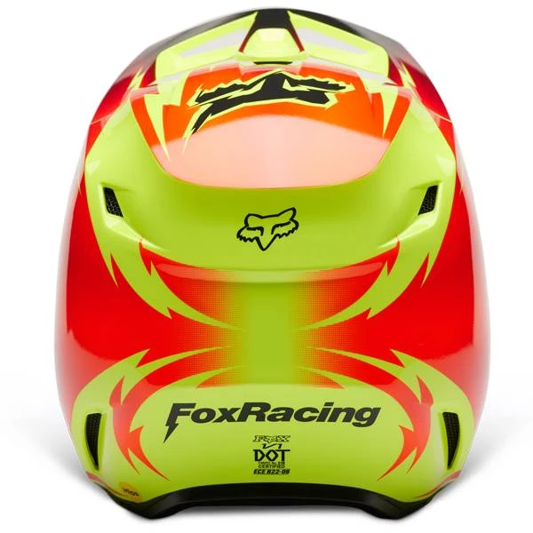 Fox Racing V1 Statk Red Yellow MIPS Motocross Helmet - Image 3
