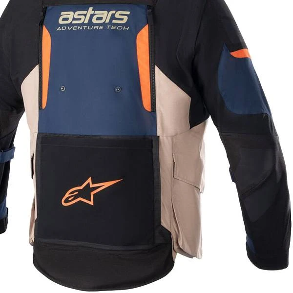 Alpinestars Halo Drystar Dark Blue Dark Khaki Flame Orange Enduro Jacket - Image 4