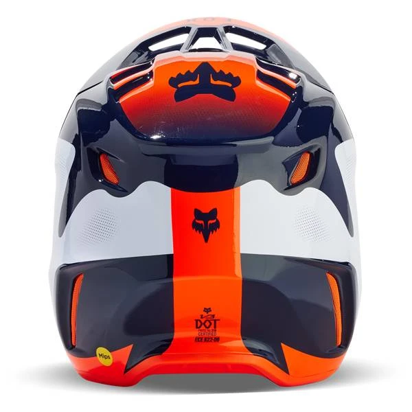 Fox Racing V3 Revise Navy Orange MIPS Motocross Helmet - Image 4