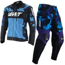 Leatt 4.5 Moto XFlow Blue Camo Enduro Gear Combo
