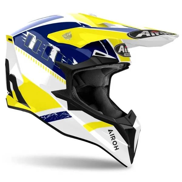 Airoh Wraap Feel Yellow Blue Gloss Helmet - Image 3