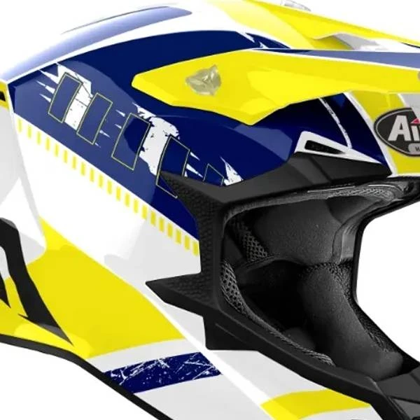 Airoh Wraap Feel Yellow Blue Gloss Helmet - Image 2