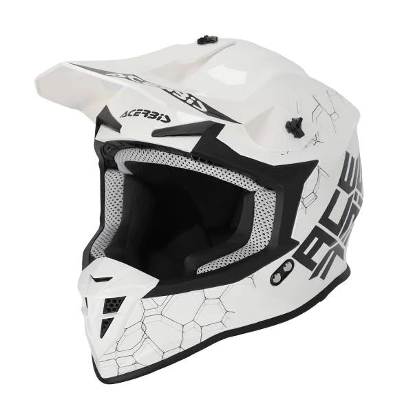 Acerbis Linear Solid White Glossy Motocross Helmet - Image 2