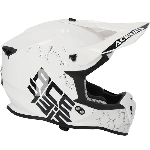 Acerbis Linear Solid White Glossy Motocross Helmet - Image 3
