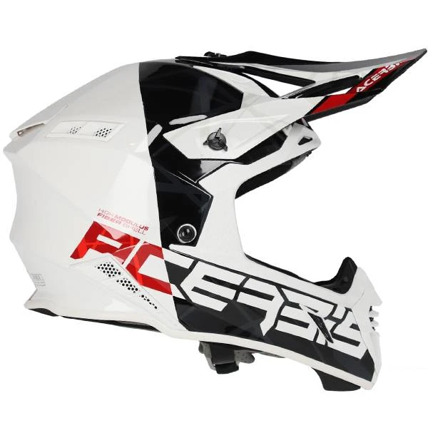Acerbis X-Track Black White Glossy Motocross Helmet - Image 3
