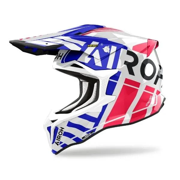 Airoh Strycker Brave Blue Red Gloss Helmet - Image 2